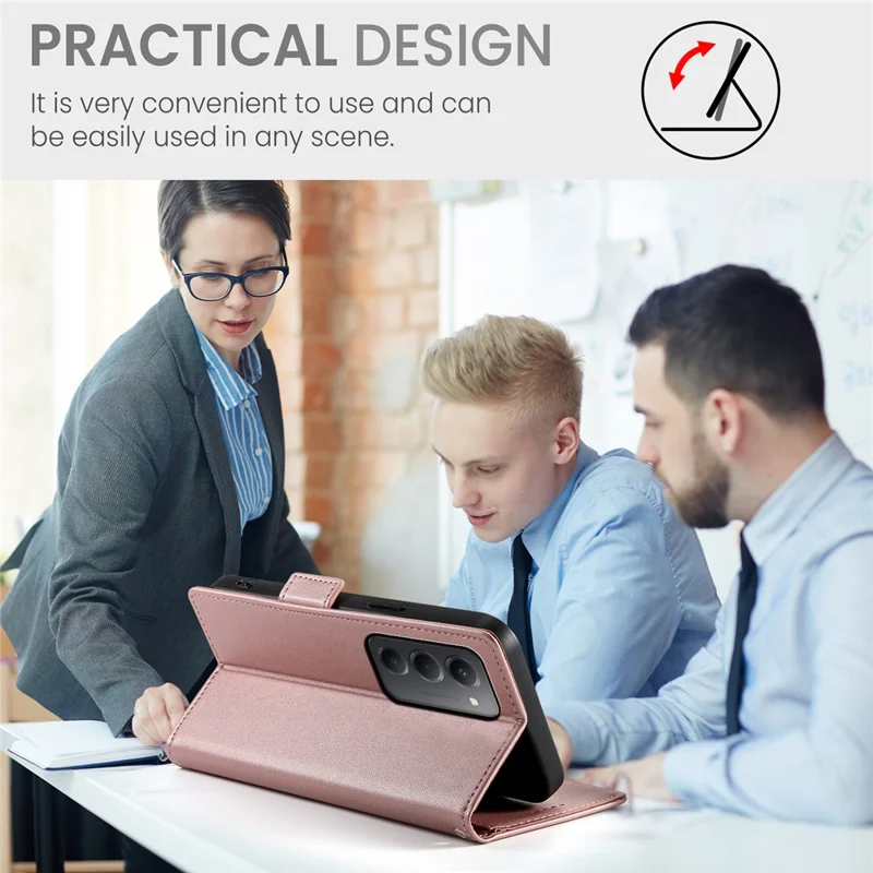 Capa Carteira em Pele PU com Suporte para Xiaomi Redmi 15 4G (EU) (171 mm) - Dourado Rosa