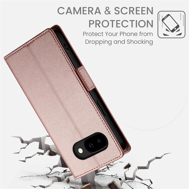 Bulk Purchasing For Google Pixel 10a Stand Case PU Leather Wallet Phone Cover - Rose Gold