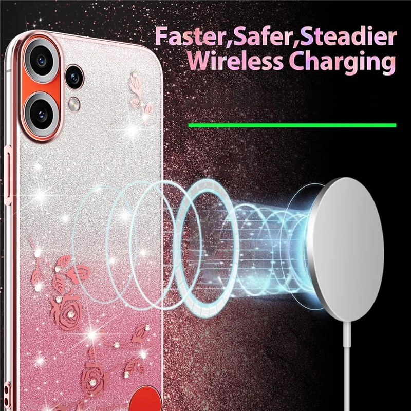 KADEM Funda para Nothing CMF Phone 2 Pro Funda TPU Flexible con Flores Gradiente - Dorado Rosa