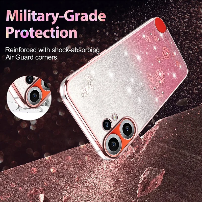 KADEM Funda para Nothing CMF Phone 2 Pro Funda TPU Flexible con Flores Gradiente - Dorado Rosa