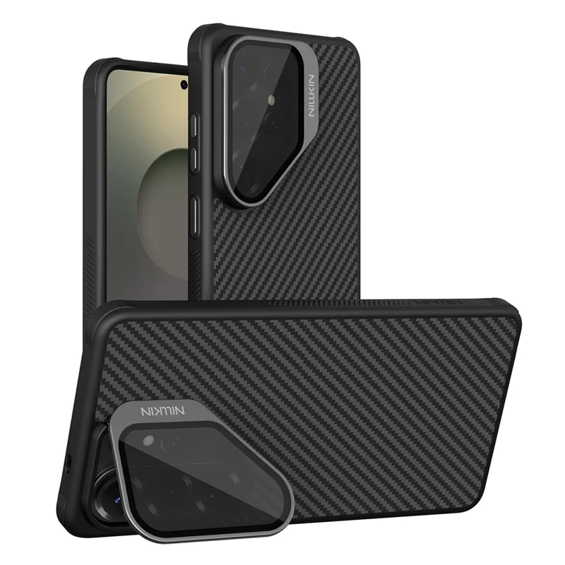 NILLKIN For Samsung Galaxy S26 Ultra Magnetic Case TPU + Aramid Fiber Lens Cover Kickstand Phone Cover
