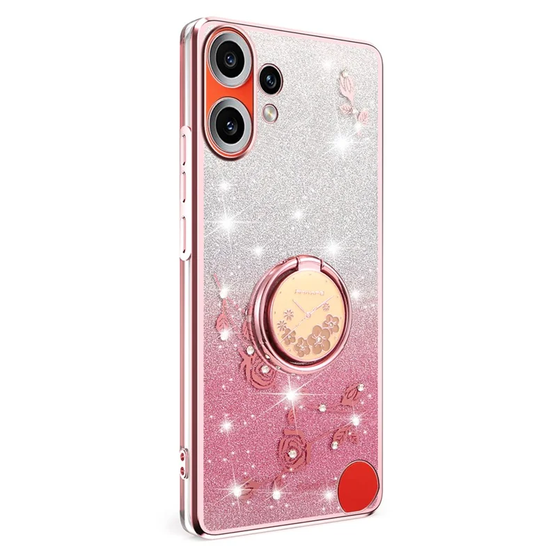 KADEM Für Nothing CMF Phone 2 Pro Hülle Ringständer TPU Blumen Handyhülle Gradient Glitzer - Roségold