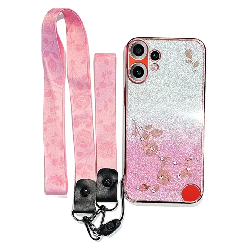 KADEM Funda para Nothing CMF Phone 2 Pro con Diseño de Flores, Funda TPU Gradiente con Llaveros - Dorado Rosa