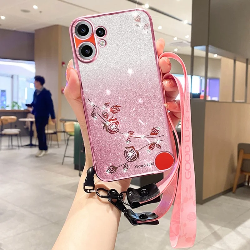 KADEM Funda para Nothing CMF Phone 2 Pro con Diseño de Flores, Funda TPU Gradiente con Llaveros - Dorado Rosa