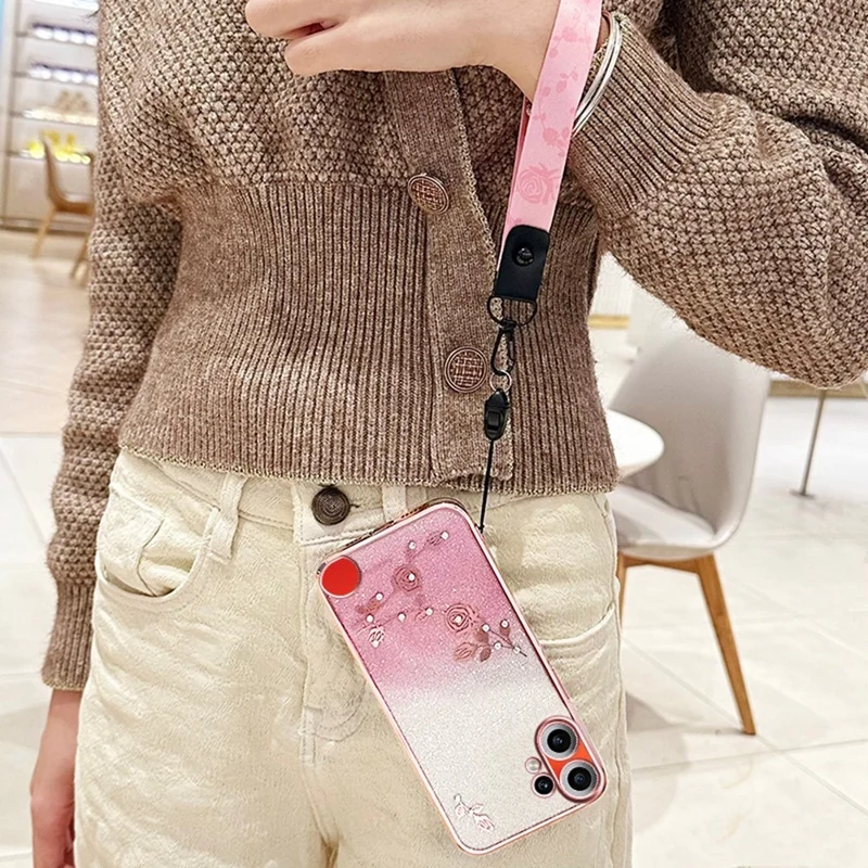 KADEM Funda para Nothing CMF Phone 2 Pro con Diseño de Flores, Funda TPU Gradiente con Llaveros - Dorado Rosa