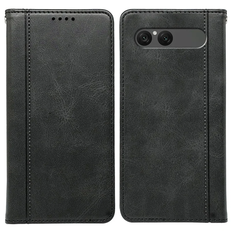 Handyhülle für Sony Xperia 10 VII mit verstecktem Magnetverschluss, Kalbleder-Optik, Ledertasche - Schwarz