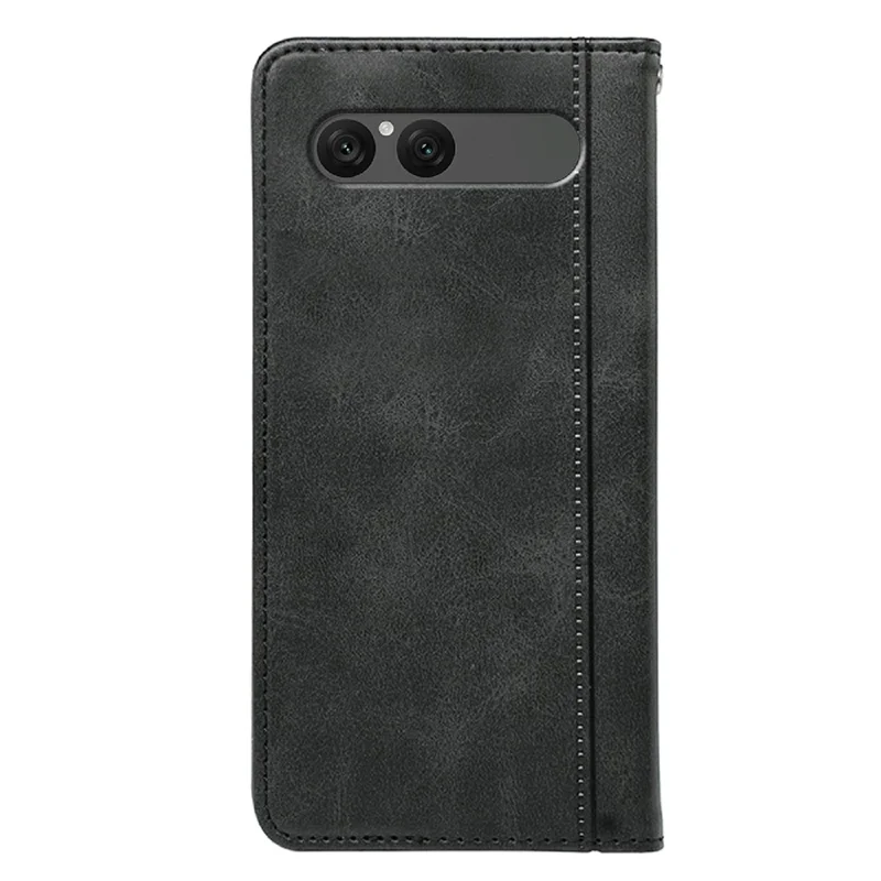 Handyhülle für Sony Xperia 10 VII mit verstecktem Magnetverschluss, Kalbleder-Optik, Ledertasche - Schwarz