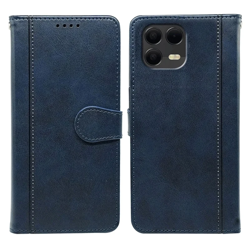 Étui pour T-Mobile Revvl 8 Pro, étui portefeuille en cuir texturé style veau avec support, style livre - Bleu