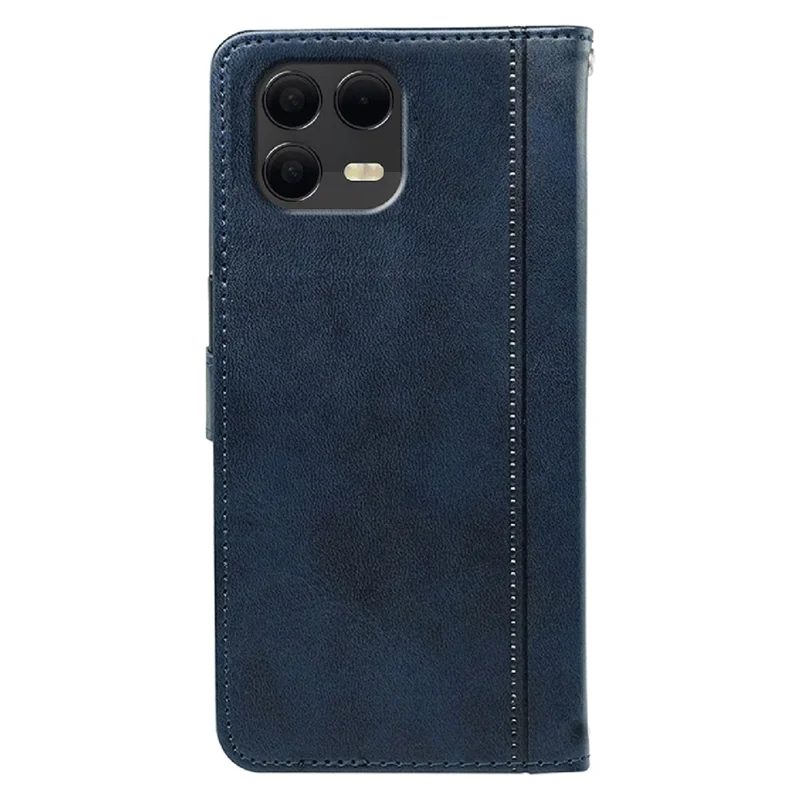 Étui pour T-Mobile Revvl 8 Pro, étui portefeuille en cuir texturé style veau avec support, style livre - Bleu