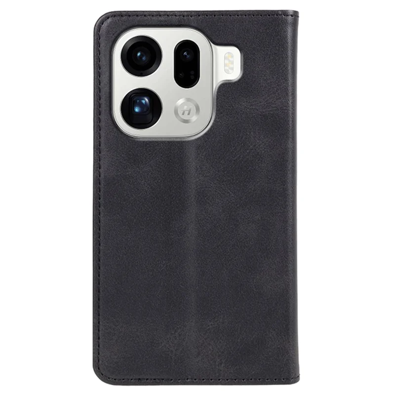 Oppo Find X9 Pro 5G-hoesje met sterke magnetische sluiting van PU-leer met kalfstextuur - Zwart