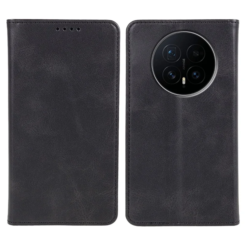 حافظة هاتف Honor Magic8 5G من جلد البولي يوريثان عالي الجودة مع مغناطيس قوي وملمس جلد العجل - أسود