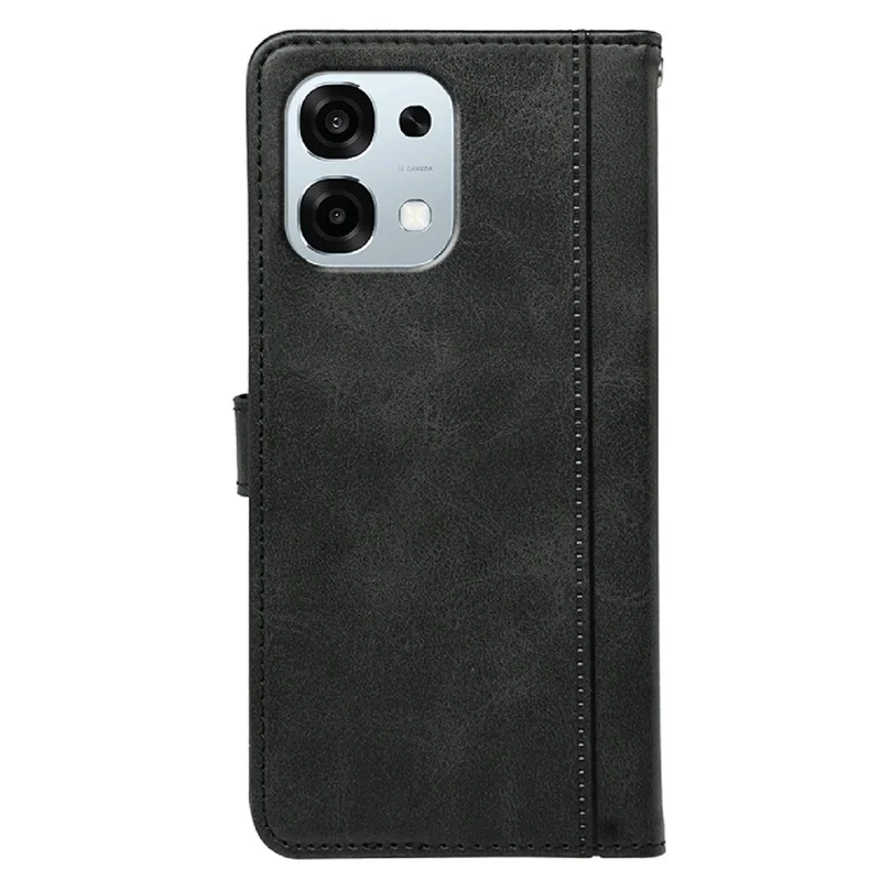 For Oppo A6 Pro 5G Case Calf Texture Leather Stand Book Style Phone Cover - Black