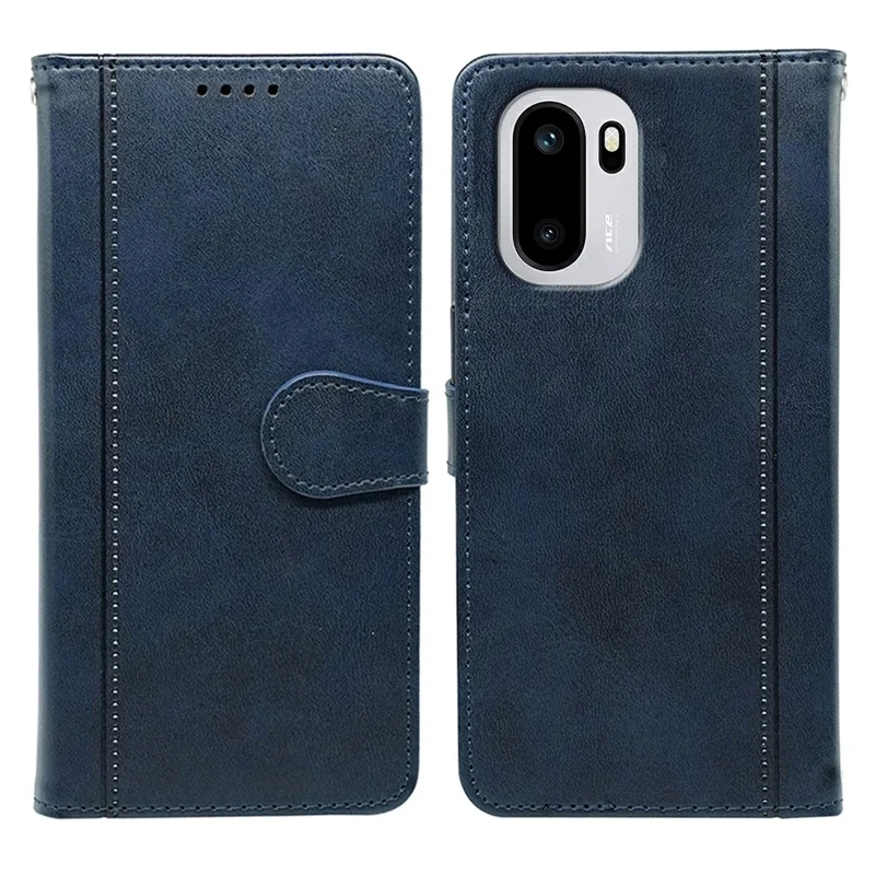 Coque pour téléphone OnePlus Ace 6 5G / Ace 6T 5G, coque de style livre en cuir texturé veau avec support - Bleu
