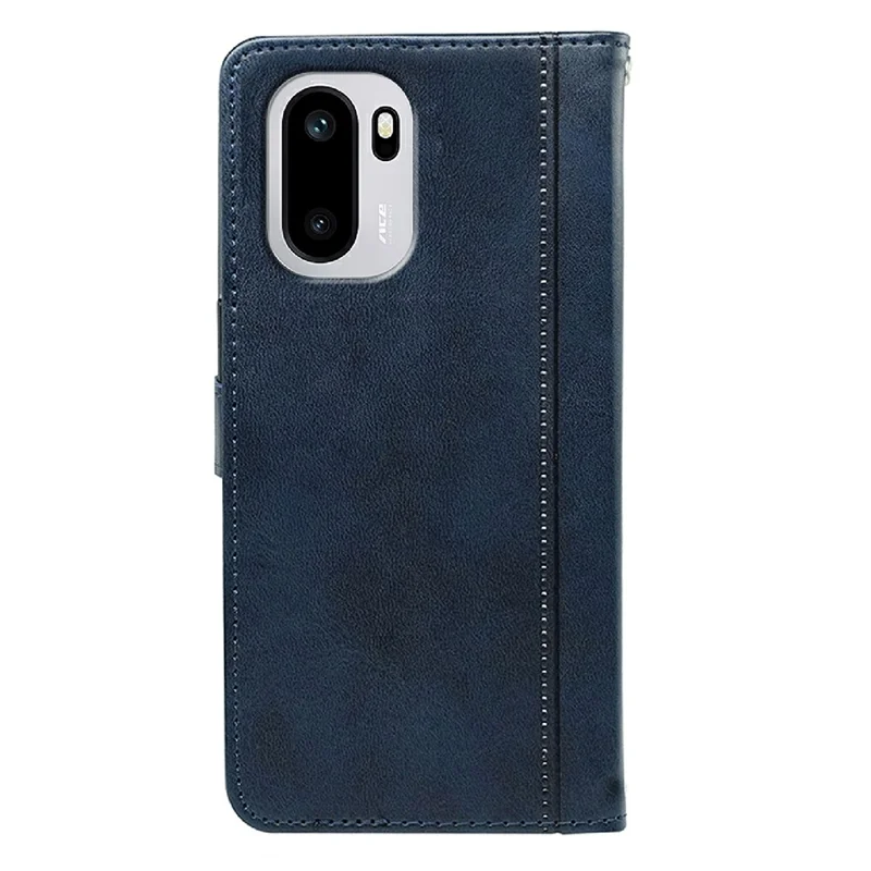 Coque pour téléphone OnePlus Ace 6 5G / Ace 6T 5G, coque de style livre en cuir texturé veau avec support - Bleu