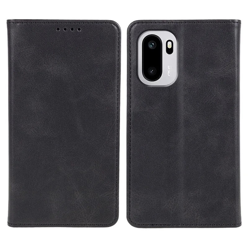 Чехол для телефона OnePlus Ace 6 5G / Ace 6T 5G, сильный магнит, искусственная кожа, текстура телячьей кожи - черный