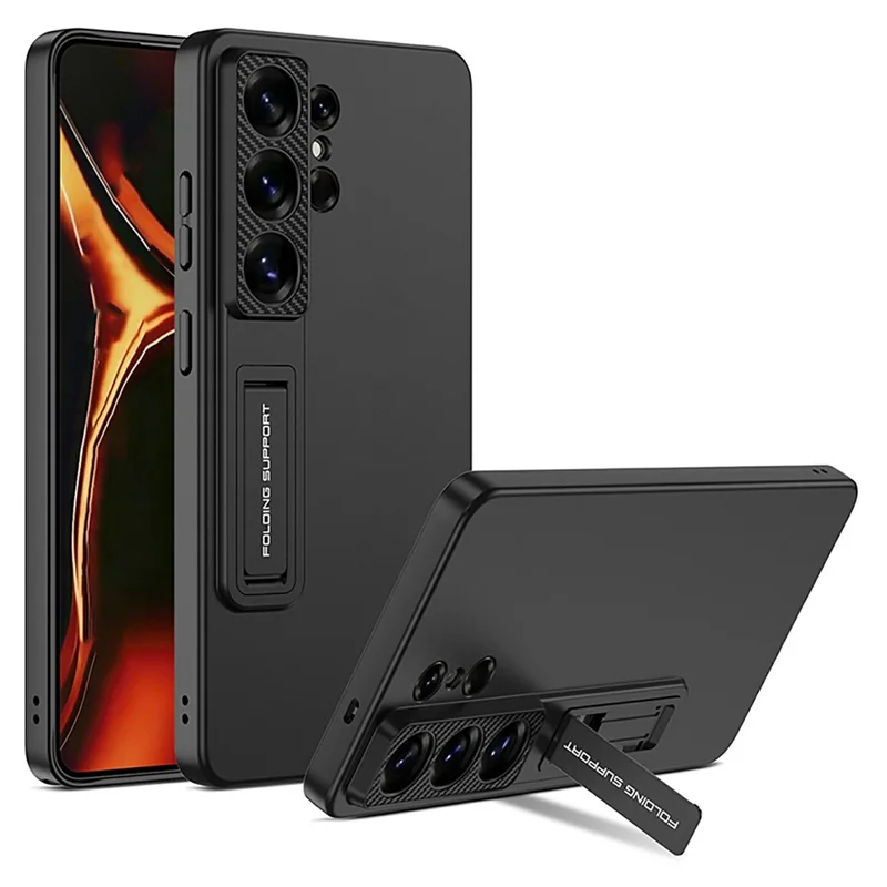 For Samsung Galaxy S26 Ultra Case Kickstand Skin Touch Ultra Thin Hard PC Phone Cover - Black