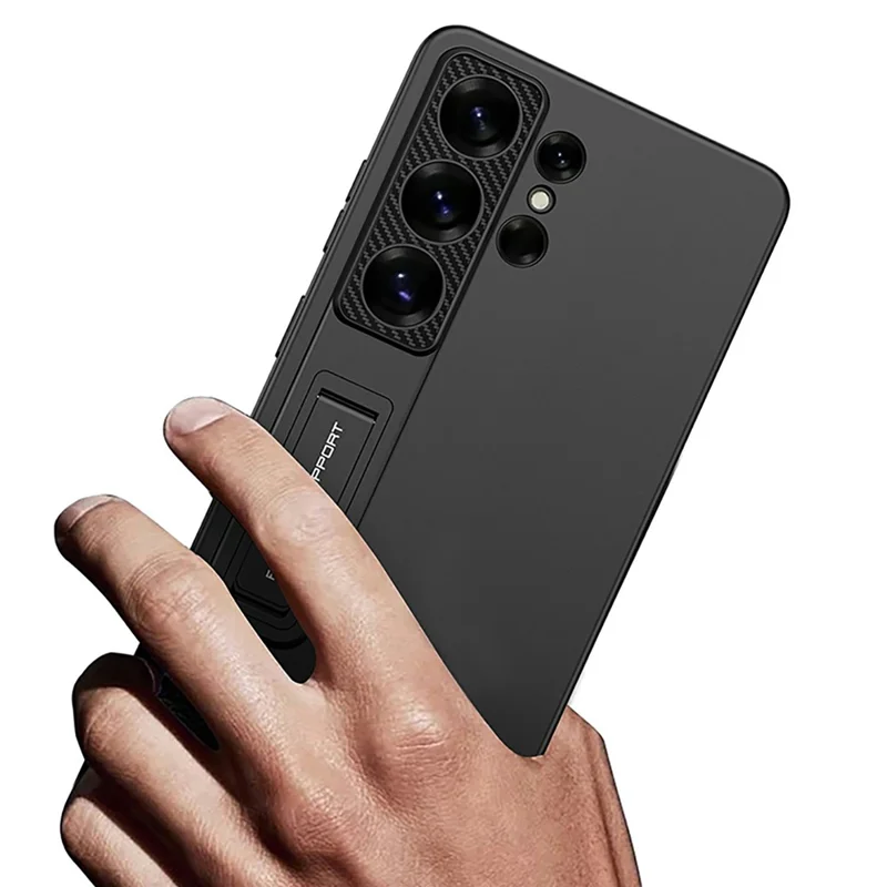 For Samsung Galaxy S26 Ultra Case Kickstand Skin Touch Ultra Thin Hard PC Phone Cover - Black