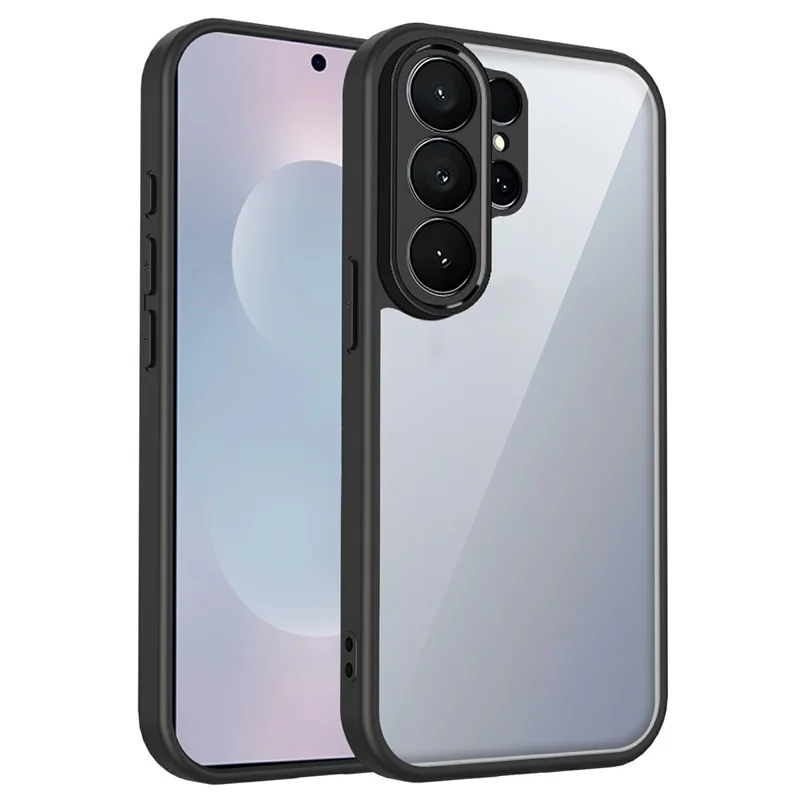 For Samsung Galaxy S26 Ultra Case Matte Skin Touch Clear PC + TPU Shockproof Phone Back Cover - Black