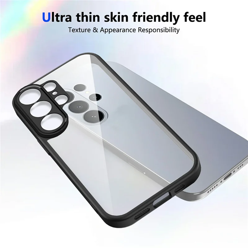 For Samsung Galaxy S26 Ultra Case Matte Skin Touch Clear PC + TPU Shockproof Phone Back Cover - Black