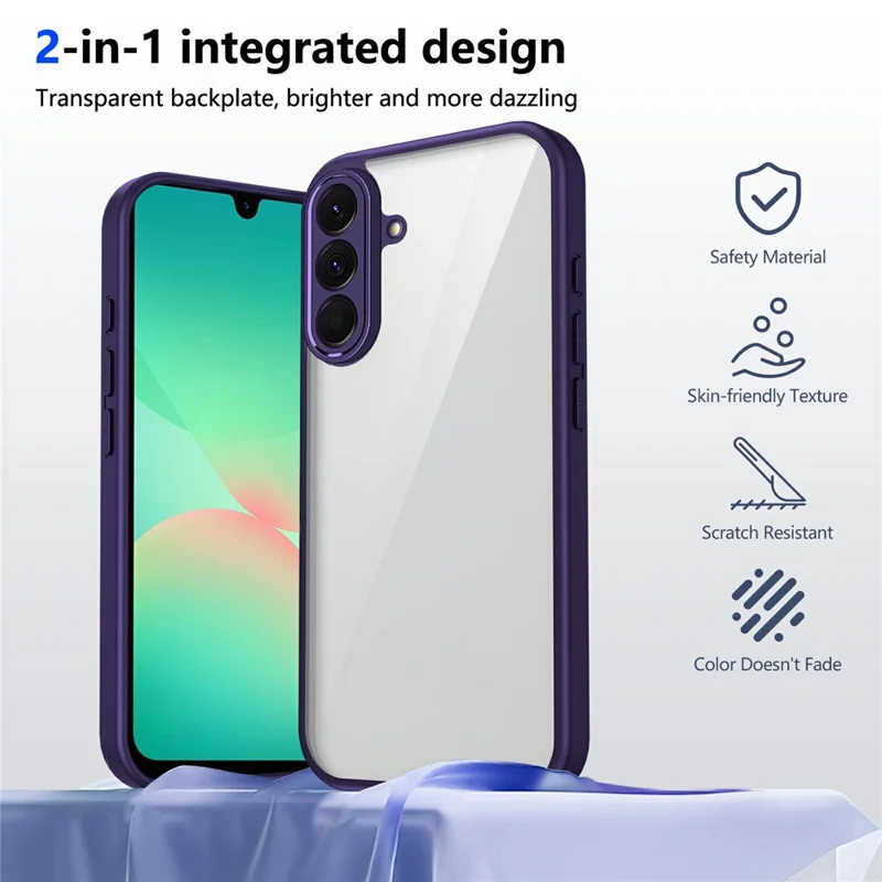 Чехол для Samsung Galaxy S26 / S26 Pro, матовый, прозрачный, из поликарбоната и ТПУ, защитный, с текстурой, как у кожи, задняя крышка — фиолетовый