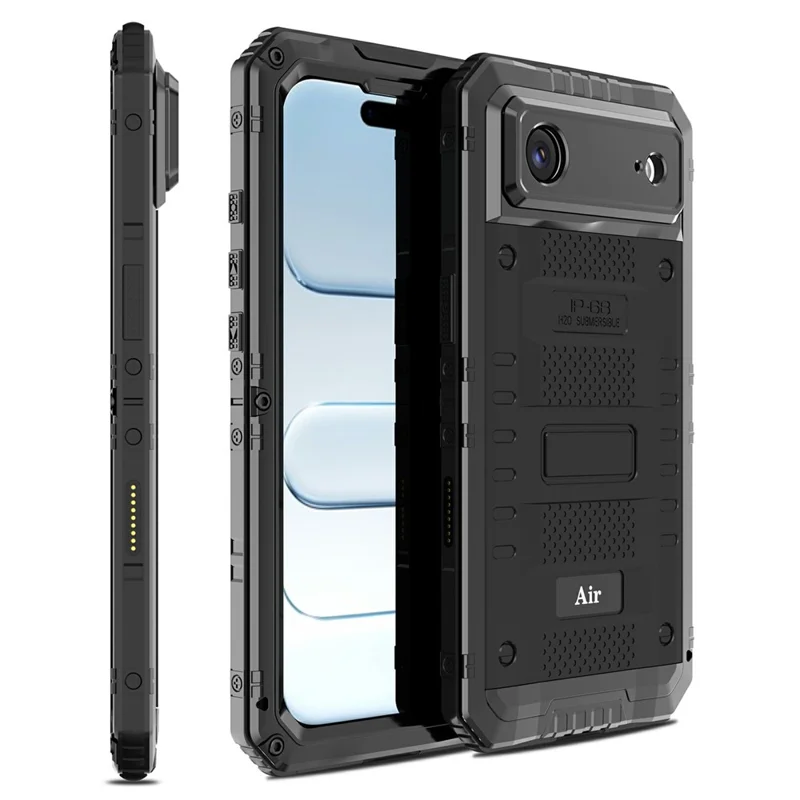Capa à Prova d'Água IP68 para iPhone Air em Metal + Silicone com Proteção de Ecrã - Preto