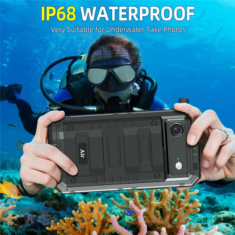 Capa à Prova d'Água IP68 para iPhone Air em Metal + Silicone com Proteção de Ecrã - Preto