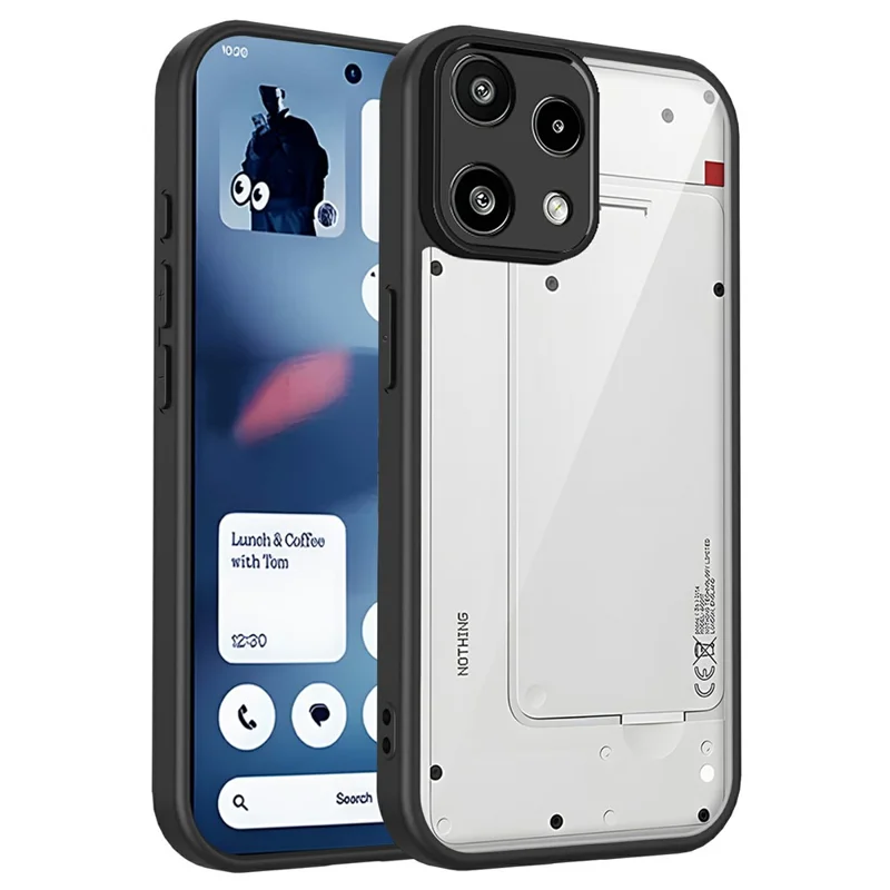 Cover per Nothing Phone (3a) Lite 5G, Cover Posteriore Trasparente Opaco in PC + TPU Antiurto con Finitura Soft Touch - Nero