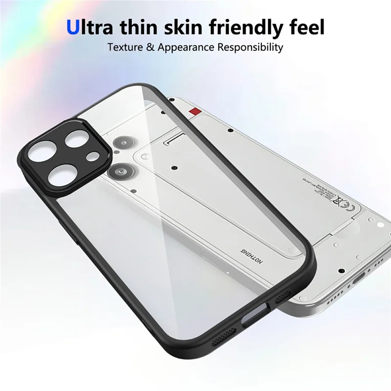 Cover per Nothing Phone (3a) Lite 5G, Cover Posteriore Trasparente Opaco in PC + TPU Antiurto con Finitura Soft Touch - Nero