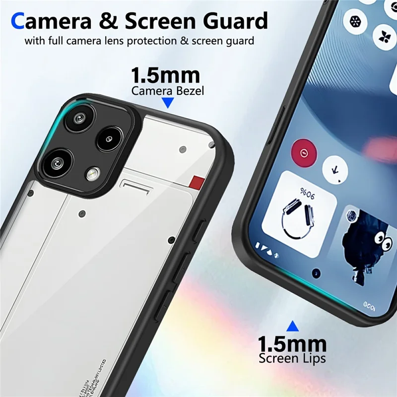 Cover per Nothing Phone (3a) Lite 5G, Cover Posteriore Trasparente Opaco in PC + TPU Antiurto con Finitura Soft Touch - Nero