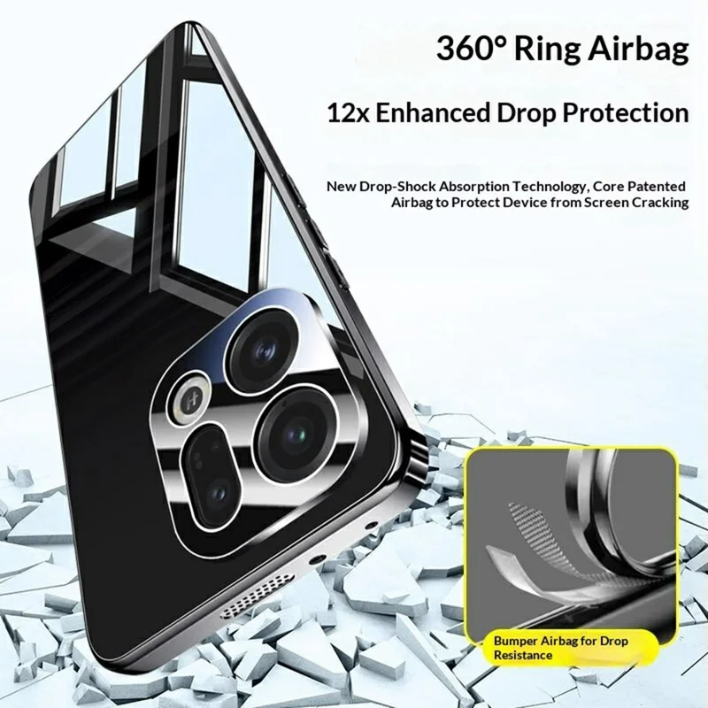 Für Oppo Find X9 5G Hülle Galvanikbeschichtete PC-Handyhülle mit Kameraobjektivschutz – Schwarz