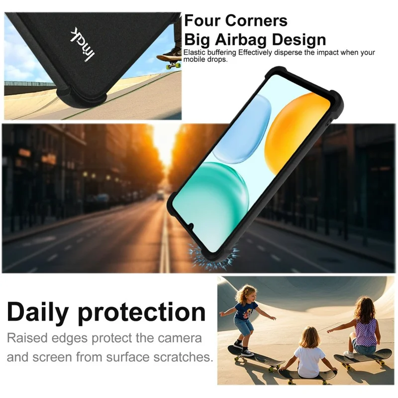 IMAK For Honor X5c Plus 4G / X5c 4G Case TPU Phone Cover Airbag Shockproof Protection - Matte Black