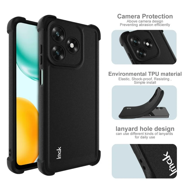 IMAK For Honor X5c Plus 4G / X5c 4G Case TPU Phone Cover Airbag Shockproof Protection - Matte Black