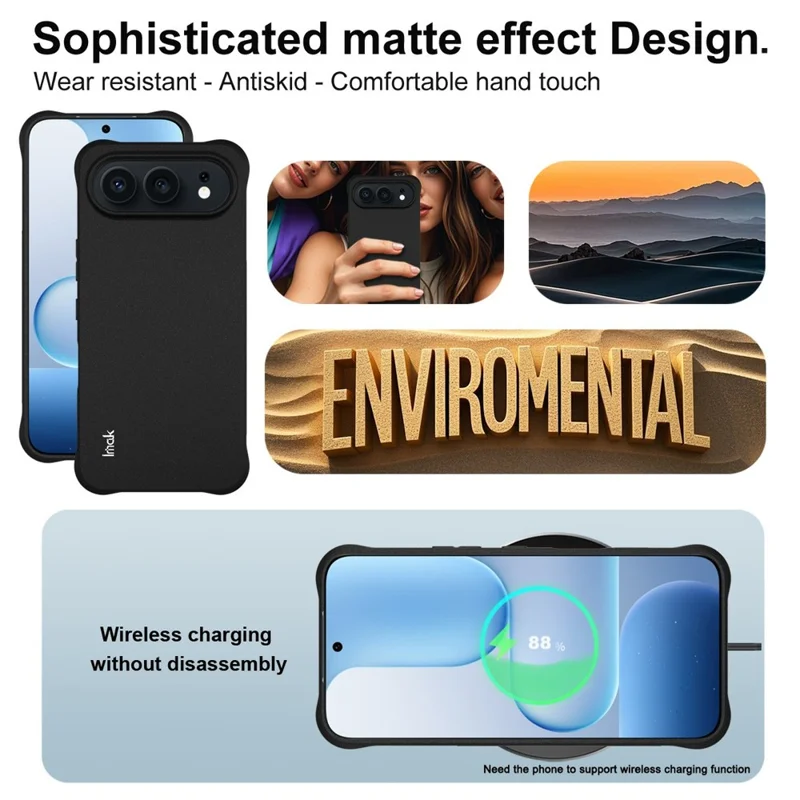 IMAK pour Honor 500 5G / 500 Pro 5G Coque TPU Étui de Protection Antichoc Airbag - Noir Mat