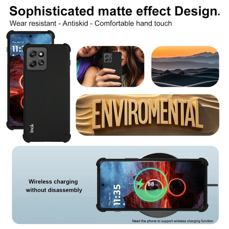 IMAK For Motorola ThinkPhone 5G Case TPU Phone Cover Airbag Shockproof Protection - Matte Black