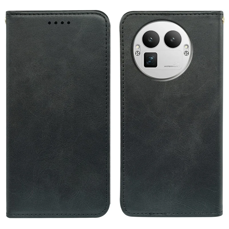 Cover per Realme GT 8 Pro 5G in PU Pelle con Chiusura Magnetica Forte, Texture Vitello - Nero