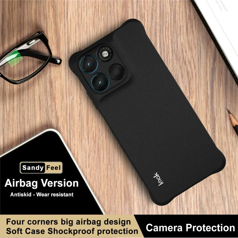 Funda IMAK para Motorola Moto G67 Power 5G / G57 Power 5G, Funda de TPU para Teléfono, Protección a Prueba de Golpes con Airbag - Negro Mate
