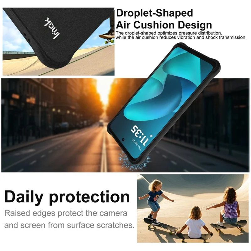 Funda IMAK para Motorola Moto G67 Power 5G / G57 Power 5G, Funda de TPU para Teléfono, Protección a Prueba de Golpes con Airbag - Negro Mate