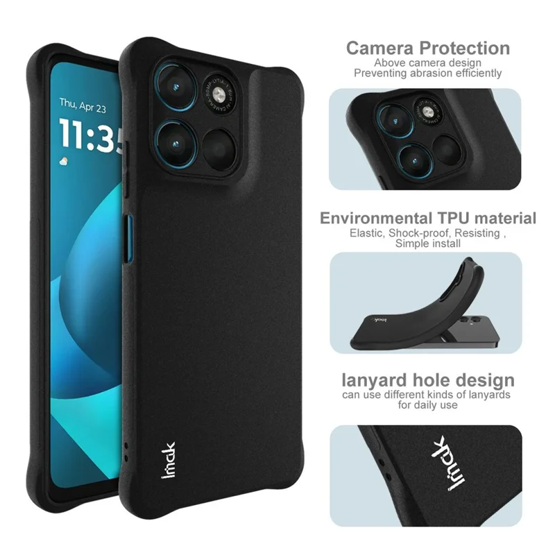 Funda IMAK para Motorola Moto G67 Power 5G / G57 Power 5G, Funda de TPU para Teléfono, Protección a Prueba de Golpes con Airbag - Negro Mate