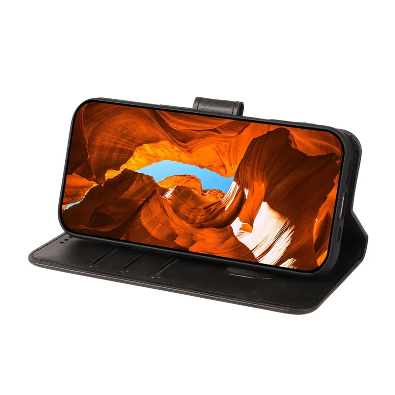 Étui pour Samsung Galaxy S24+ avec portefeuille, support, fermeture magnétique, cuir texturé veau - Noir