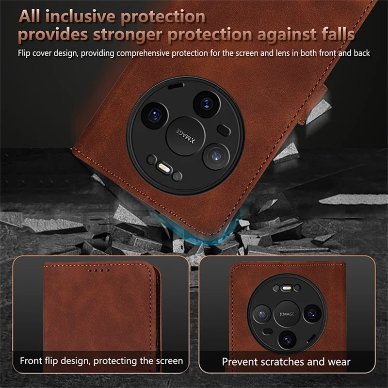 AZNS для Huawei Mate 80 / Mate 80 Pro Чехол из искусственной кожи с отделением для карт - Коричневый