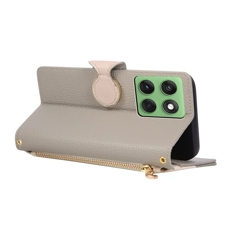 Чехол для телефона Motorola Edge 60 Fusion 5G / Edge 60 5G, с застежкой-молнией, бумажник, цветное комбинированное исполнение, ТПУ, искусственная кожа, откидной чехол с ремешком - серый