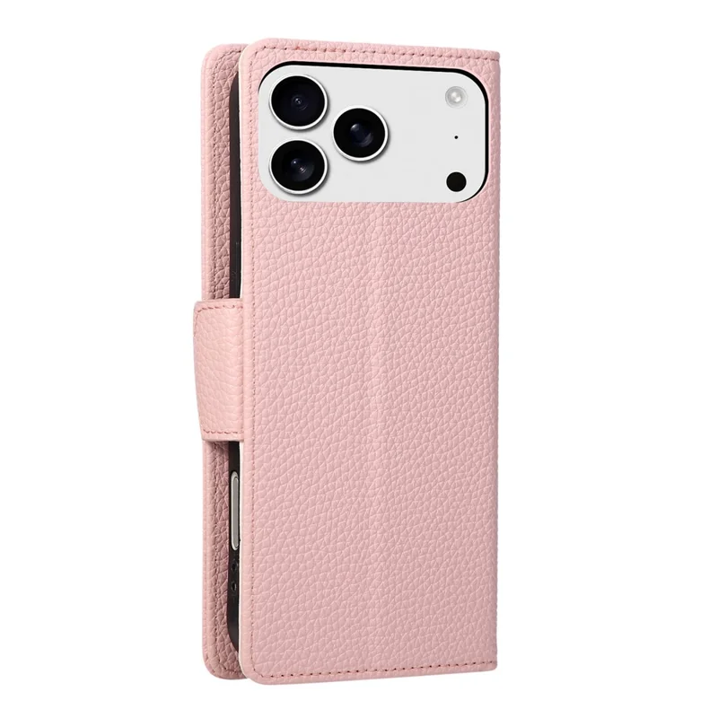 Capa Carteira com Zíper para iPhone 17 Pro, Capa de Telemóvel de Corte de Cor em TPU e Pele PU com Alça - Rosa