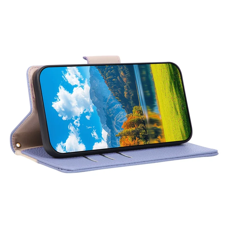 Flip-Case mit Reißverschluss-Portemonnaie für iPhone Air, Farbverlauf aus TPU und PU-Leder mit Strap - Lila