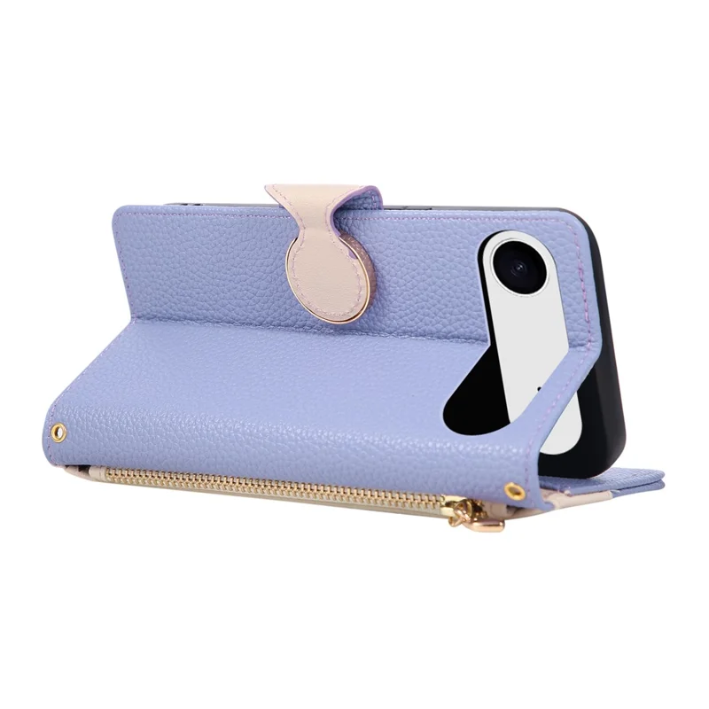 Flip-Case mit Reißverschluss-Portemonnaie für iPhone Air, Farbverlauf aus TPU und PU-Leder mit Strap - Lila