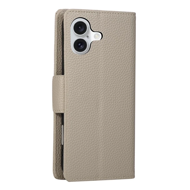 Für iPhone 17 Hülle mit Reißverschluss-Portemonnaie, Farbverbindung, TPU-PU-Leder-Klappcover mit Strap - Grau