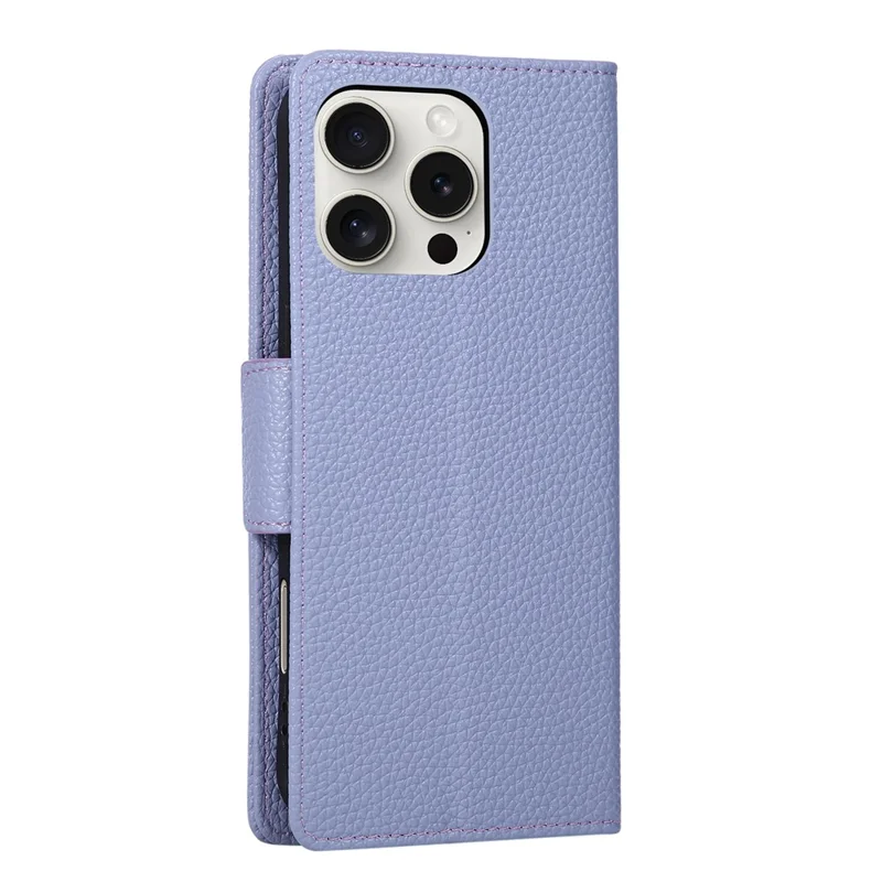 For iPhone 16 Pro Case Zipper Wallet Color Splicing TPU PU Leather Flip Phone Cover with Strap  - Purple