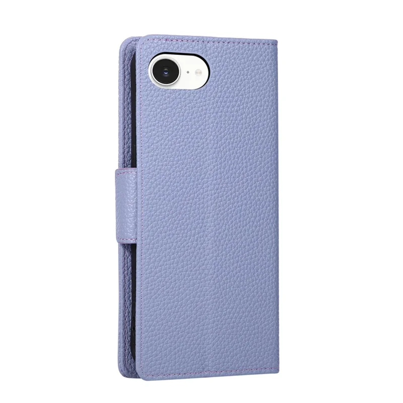 Чехол для iPhone 16e с отделением-кошельком на молнии, цветной вставкой, из ТПУ и искусственной кожи, флип-чехол с ремешком — фиолетовый