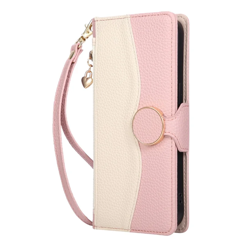 For Samsung Galaxy A56 5G Case Zipper Wallet Color Splicing TPU PU Leather Flip Phone Cover with Strap - Pink