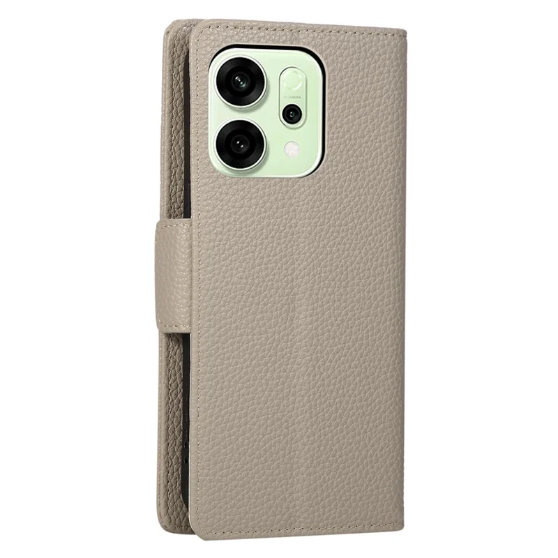 For Oppo Reno14 F 5G Case Zipper Wallet Color Splicing TPU PU Leather Flip Phone Cover with Strap - Grey