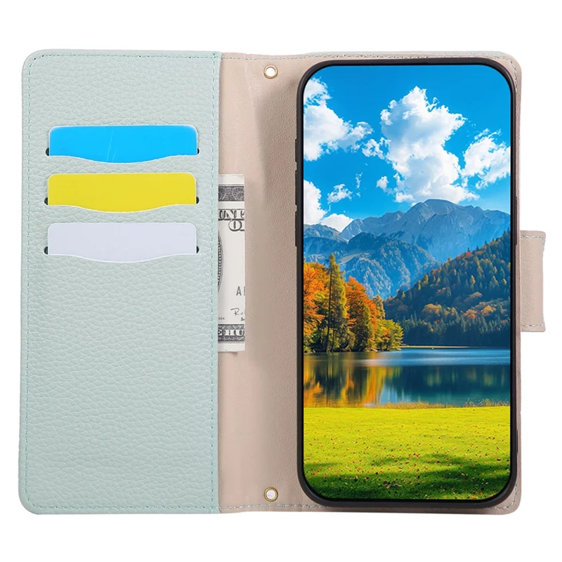 For Samsung Galaxy S25 Edge Case Zipper Wallet Color Splicing TPU PU Leather Flip Phone Cover with Strap - Green